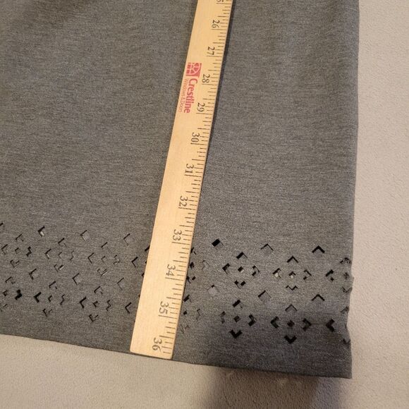 Banana Republic Gray Laser Cutout Hem Ponte Knit Sheath Dress Size 12 Petite - Picture 4 of 8